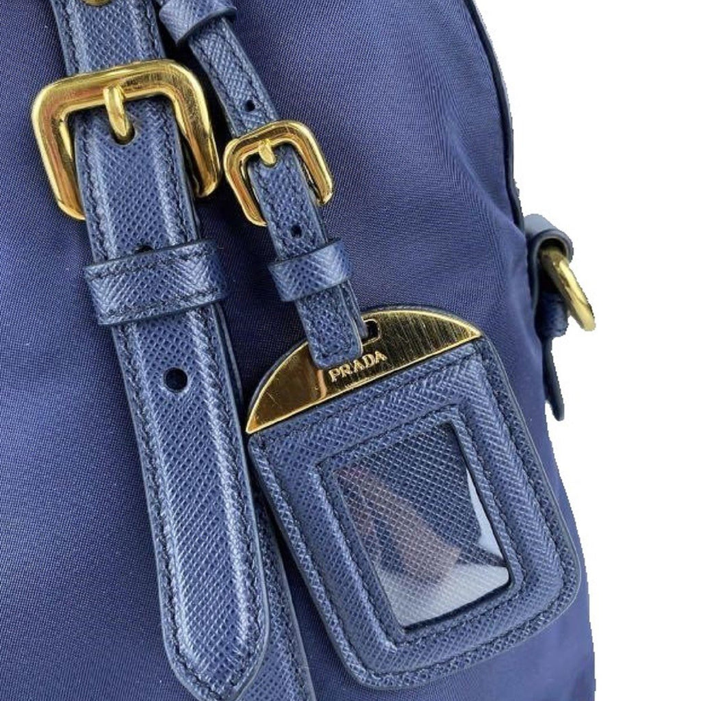 Prada Blue Saffiano Leather Top Handle Bag