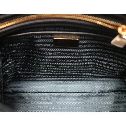 Prada Tessuto Nylon Saffiano Leather Black Satchel Bag available at Queen Bee of Beverly Hills