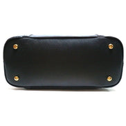 Prada Tessuto Nylon Saffiano Leather Black Satchel Bag available at Queen Bee of Beverly Hills