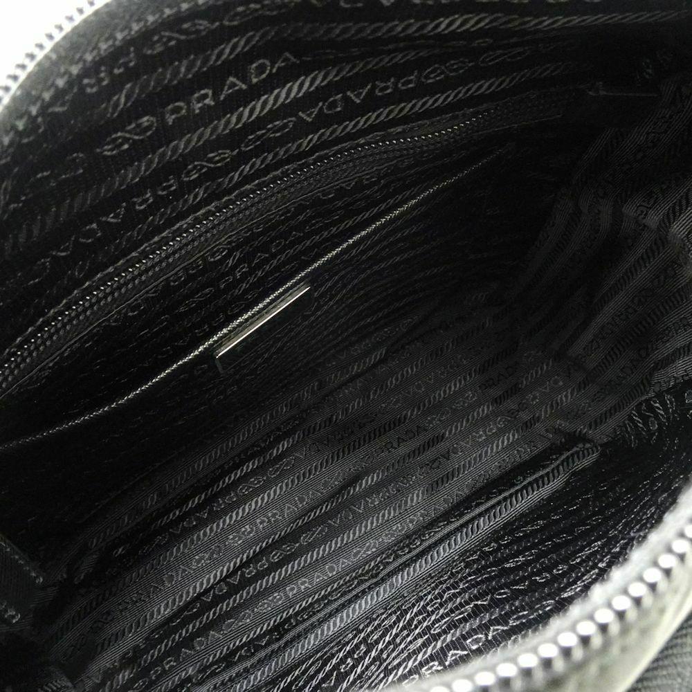 Prada Tessuto Nylon Saffiano Leather Trim Black Small Messenger Bag 1BD994 at_Queen_Bee_of_Beverly_Hills