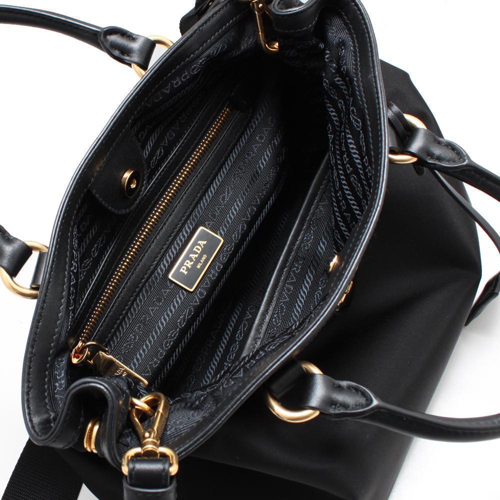 BNWT Prada Brique Cross-Body Bag Black Brushed Leather Small