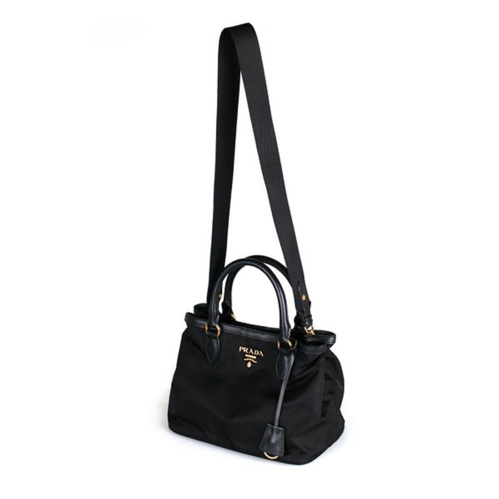 JomaShop.com Prada Ladies Pattina Tessuto Leather Crossbody - Black 1850.00