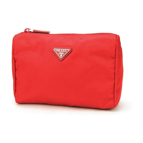 Prada Tessuto Nylon Triangle Logo Small Toiletry Case Rosso Red 1NA011 at_Queen_Bee_of_Beverly_Hills