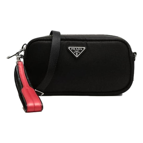 Prada Tessuto Pocket Black Nylon Mini Convertible Wristlet Crssbody Bag 1DH046 at_Queen_Bee_of_Beverly_Hills