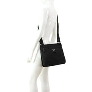 Prada Tessuto Saffiano Black Messenger Bag Cross Body available at Queen Bee of Beverly Hills