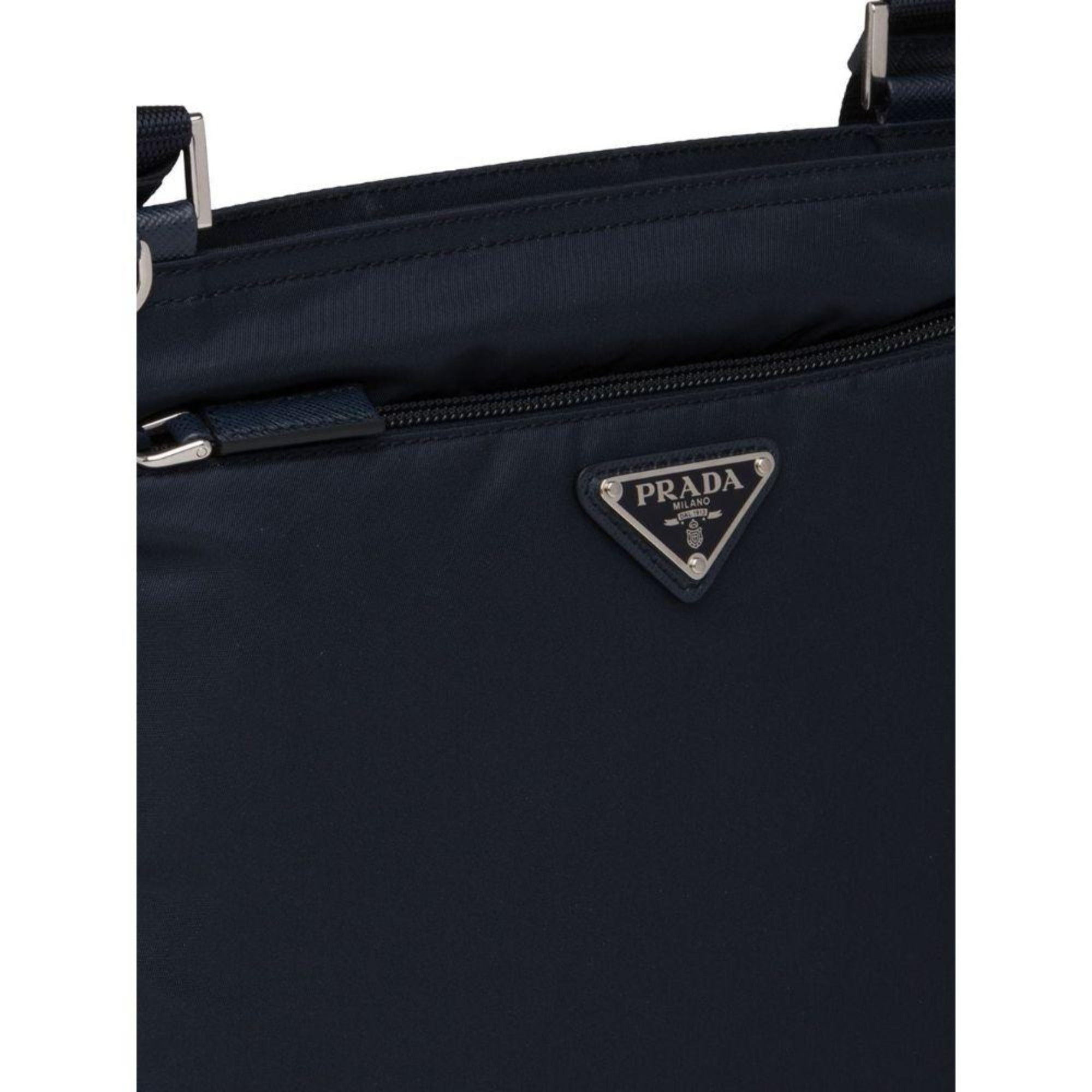Prada Tessuto Saffiano Black Messenger Bag Cross Body available at Queen Bee of Beverly Hills