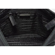 Prada Tessuto Saffiano Black Messenger Bag Cross Body available at Queen Bee of Beverly Hills