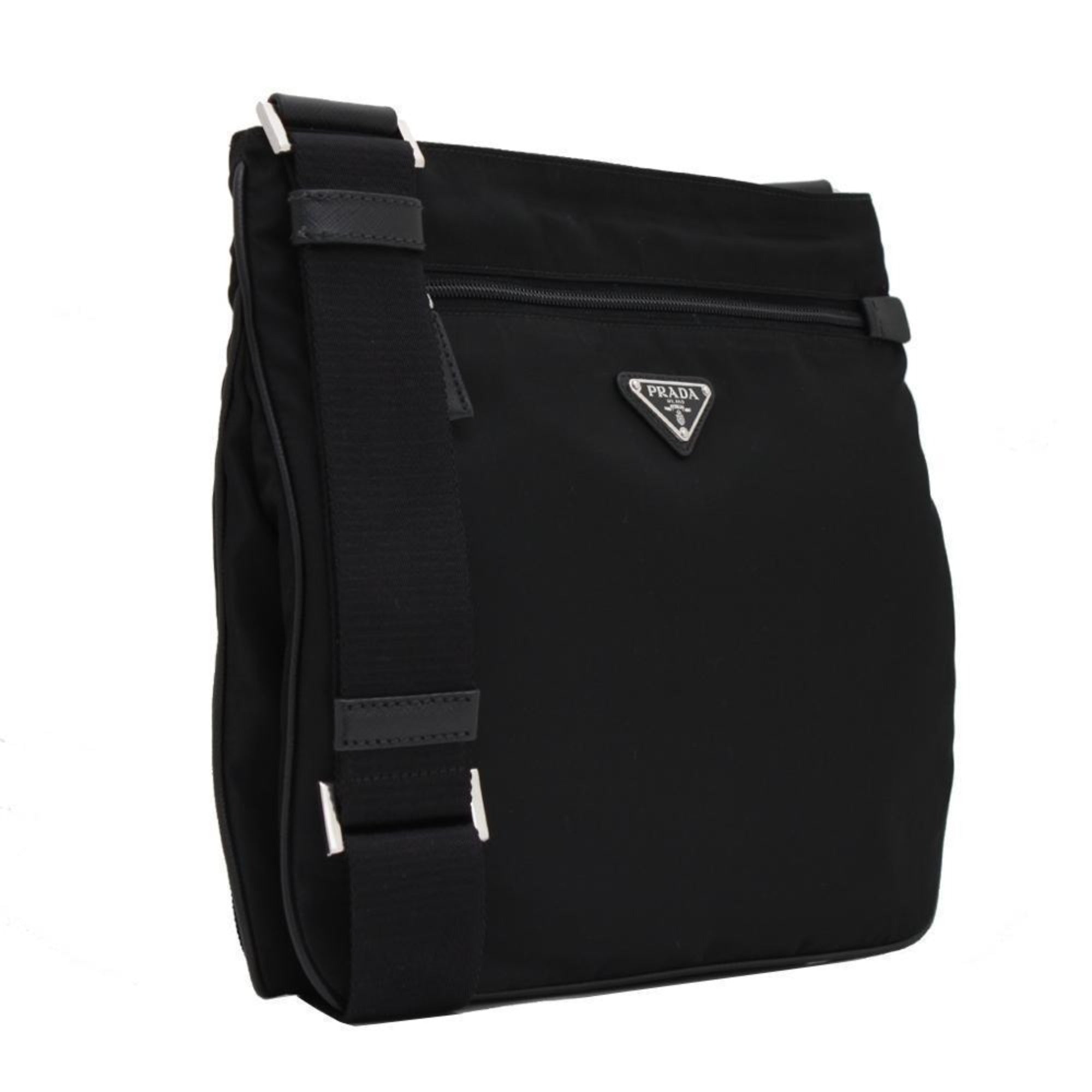 Prada Tessuto Saffiano Black Messenger Bag Cross Body available at Queen Bee of Beverly Hills