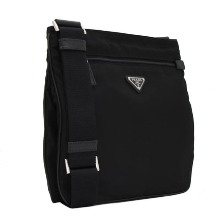 Prada Tessuto Saffiano Black Messenger Bag Cross Body available at Queen Bee of Beverly Hills