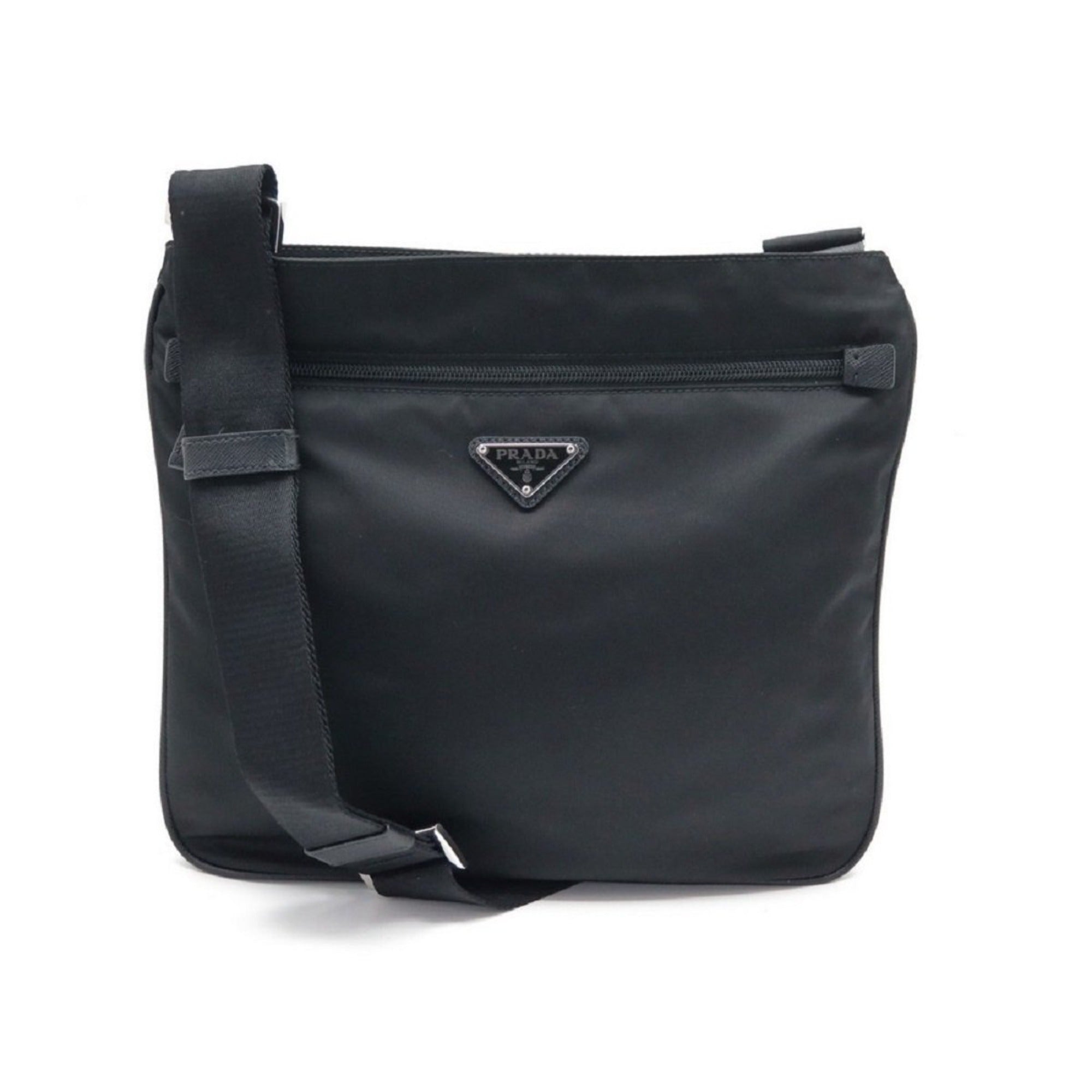 Prada Tessuto Saffiano Black Messenger Bag Cross Body available at Queen Bee of Beverly Hills