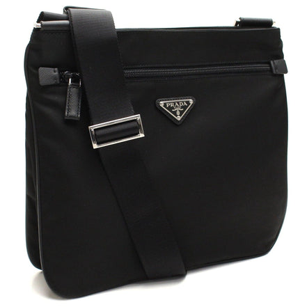 Prada Tessuto Saffiano Black Messenger Bag Cross Body available at Queen Bee of Beverly Hills