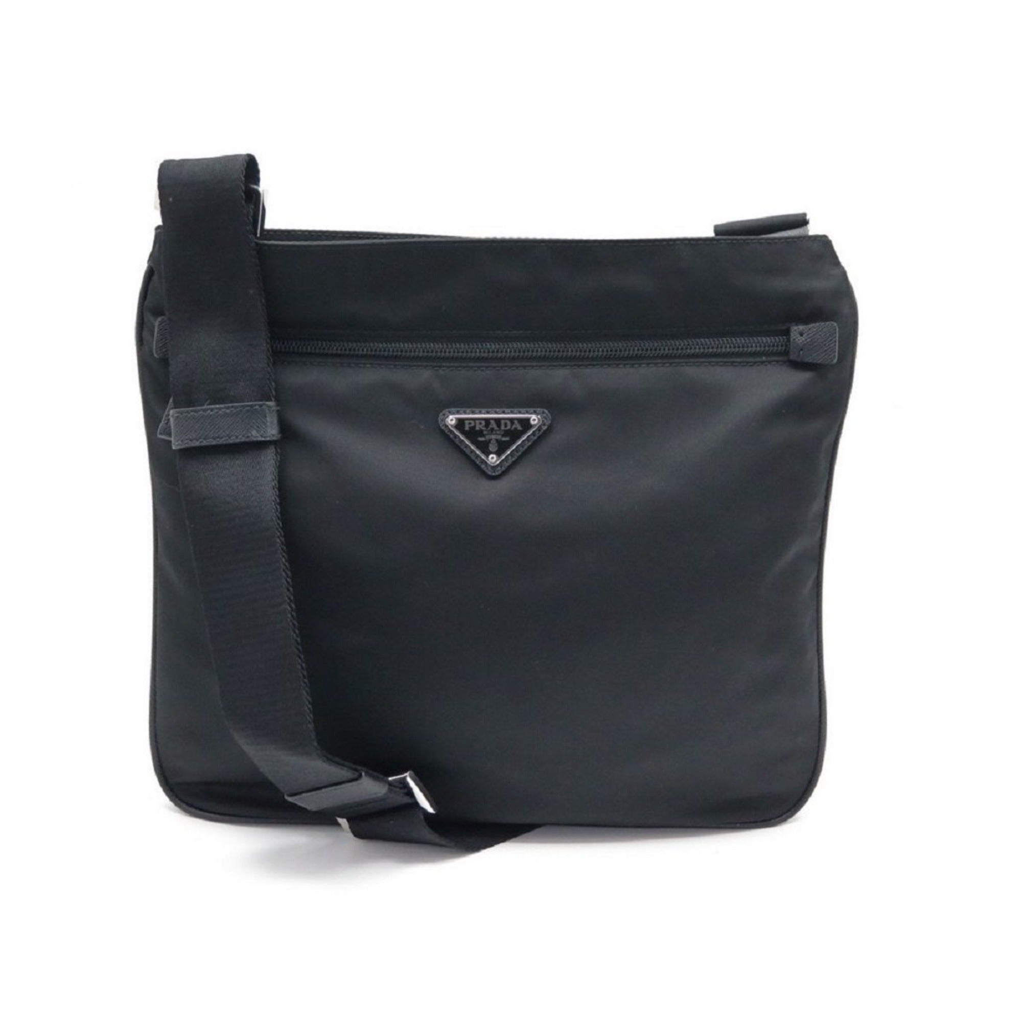 Prada Tessuto Saffiano Black Messenger Bag Crossbody 2vh563 at_Queen_Bee_of_Beverly_Hills