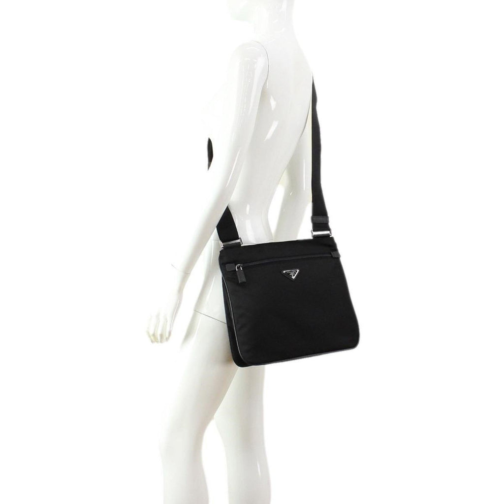 Prada Messenger Bag Tessuto Black in Nylon with Silver-tone - US
