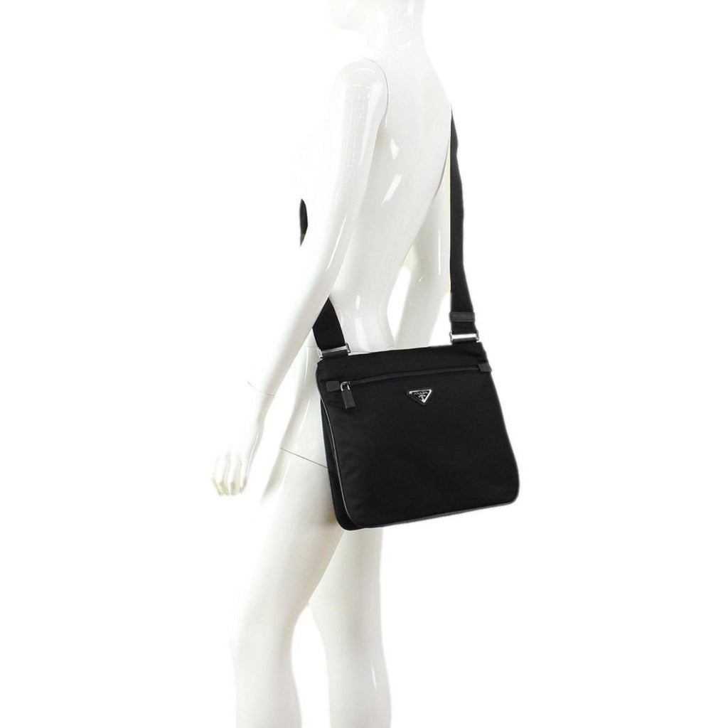 JomaShop.com Prada Ladies Pattina Tessuto Leather Crossbody - Black 1850.00