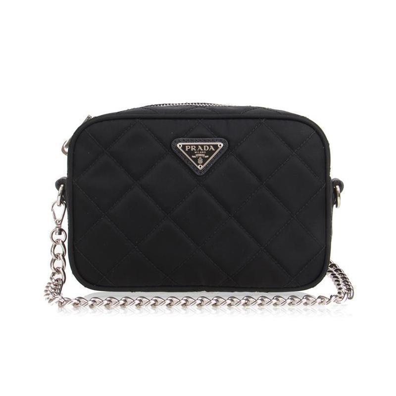 Prada Tessuto Small Nero Black Quilted Nylon Crossbody Shoulder Bag 1B