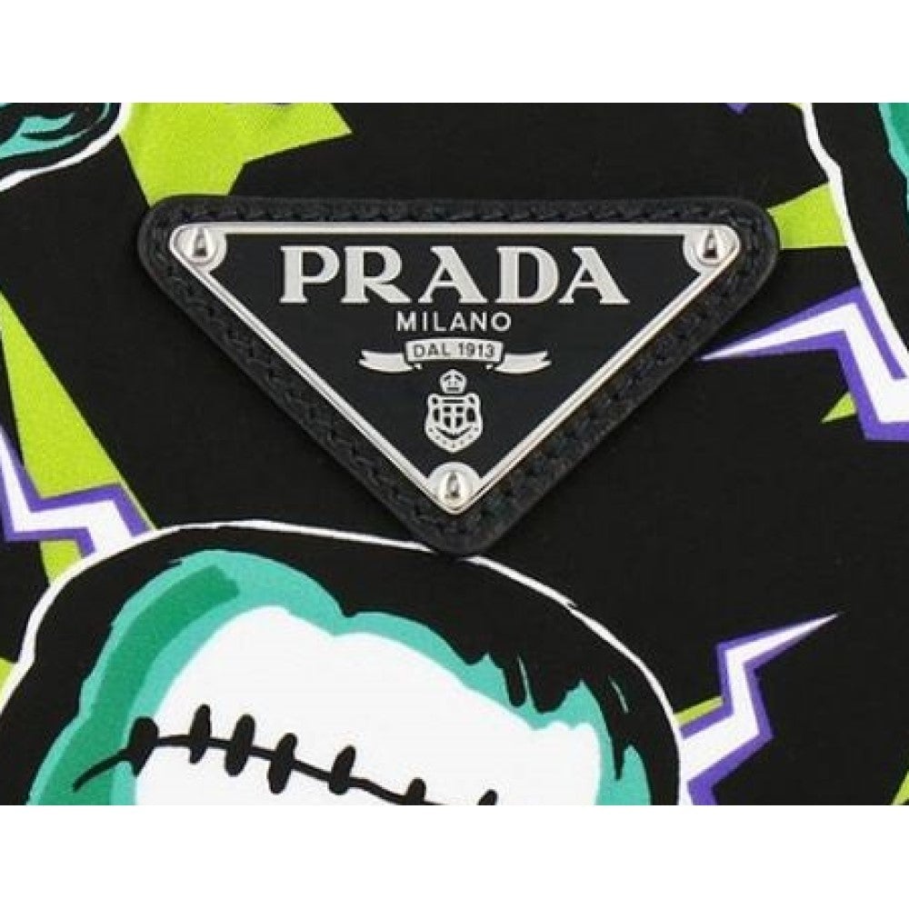 Prada Thunder Frankenstein Black Leather Studded Wristlet Bag 2NH005 at_Queen_Bee_of_Beverly_Hills