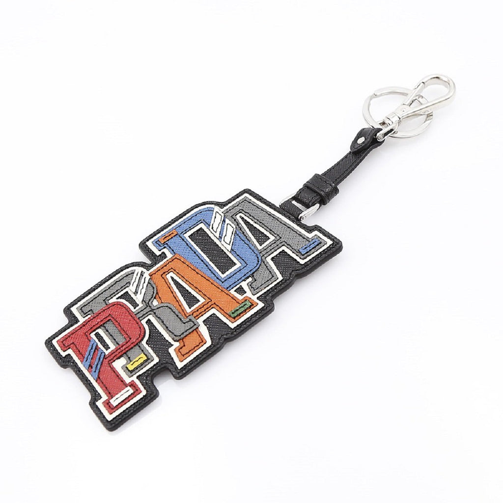 Prada Trick in Pelle Saffiano Black Leather Multicolored PRADA Character Key Chain Charm 2TL253 at_Queen_Bee_of_Beverly_Hills