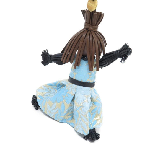 Prada Trick Pelle Azzurro Blue Dress Jasmine Doll Keyring Key Charm available at Queen Bee of Beverly Hills
