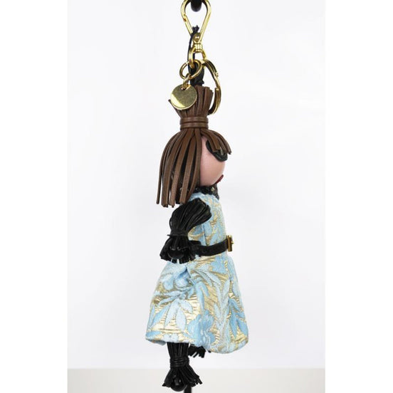 Prada Trick Pelle Azzurro Blue Dress Jasmine Doll Keyring Key Charm available at Queen Bee of Beverly Hills