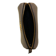 Prada Vitello Daino Argilla Grey Leather Cosmetic Pouch available at Queen Bee of Beverly Hills