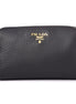Prada Vitello Daino Black Leather Cosmetic Pouch available at Queen Bee of Beverly Hills