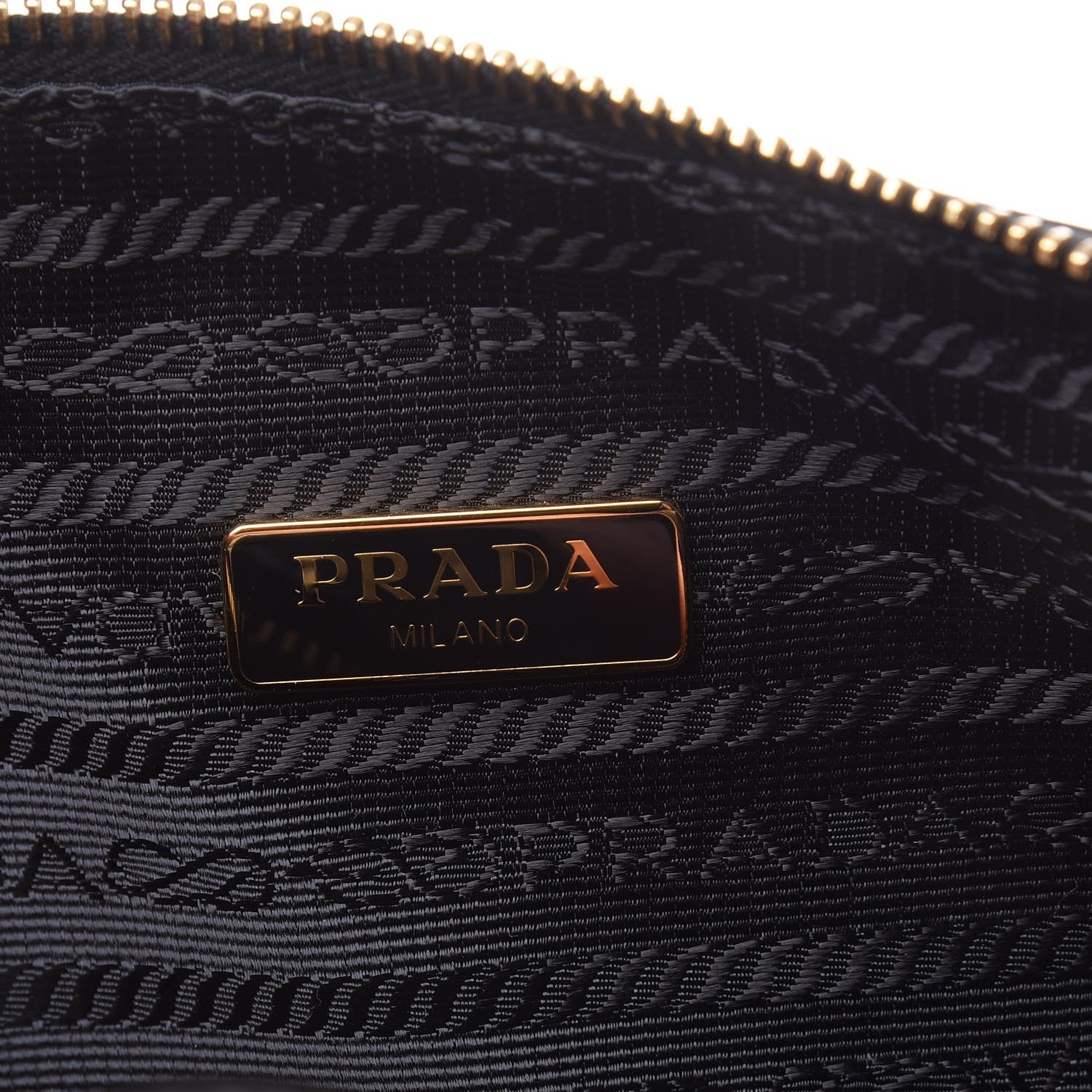 Prada Vitello Daino Black Leather Cosmetic Pouch available at Queen Bee of Beverly Hills