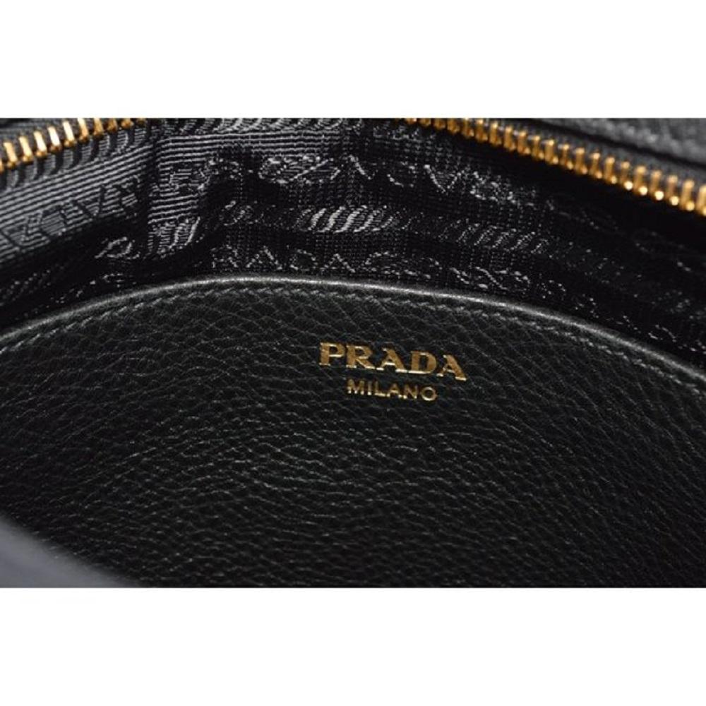 Prada Vitello Daino Leather Black Flat Crossbody Bag 1BH142 at_Queen_Bee_of_Beverly_Hills
