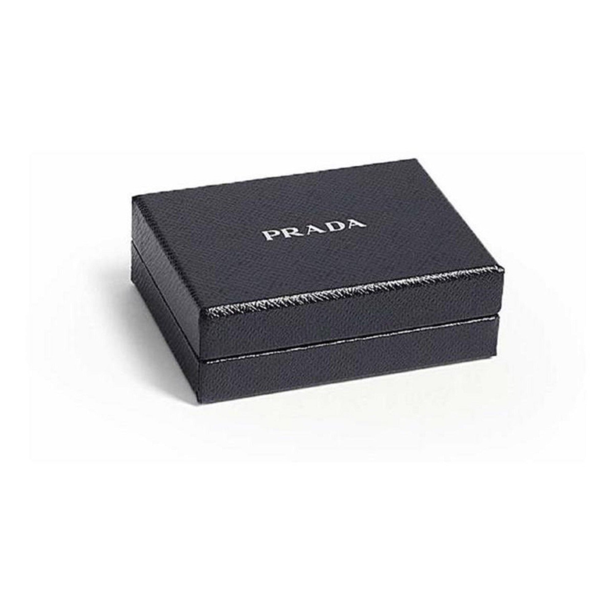 Prada Vitello Grain Blue Leather Triangle Logo Vertical Bifold Wallet available at Queen Bee of Beverly Hills