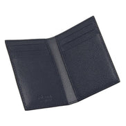 Prada Vitello Grain Blue Leather Triangle Logo Vertical Bifold Wallet available at Queen Bee of Beverly Hills