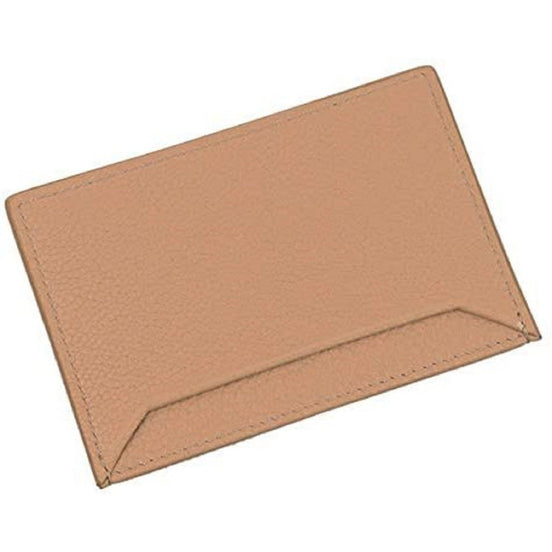 Prada Vitello Grain Leather Card Holder Cipria Beige Gold Logo available at Queen Bee of Beverly Hills