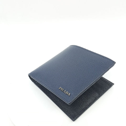 Prada Vitello Micro Grain Baltico Blue Nero Black Mens Wallet 2MO513 at_Queen_Bee_of_Beverly_Hills