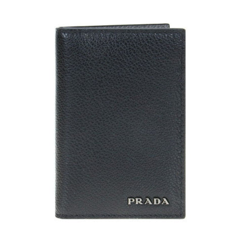 Prada Vitello Micro Grain Mens Vertical Card Holder Black Nero Mercurio 2MC035 at_Queen_Bee_of_Beverly_Hills