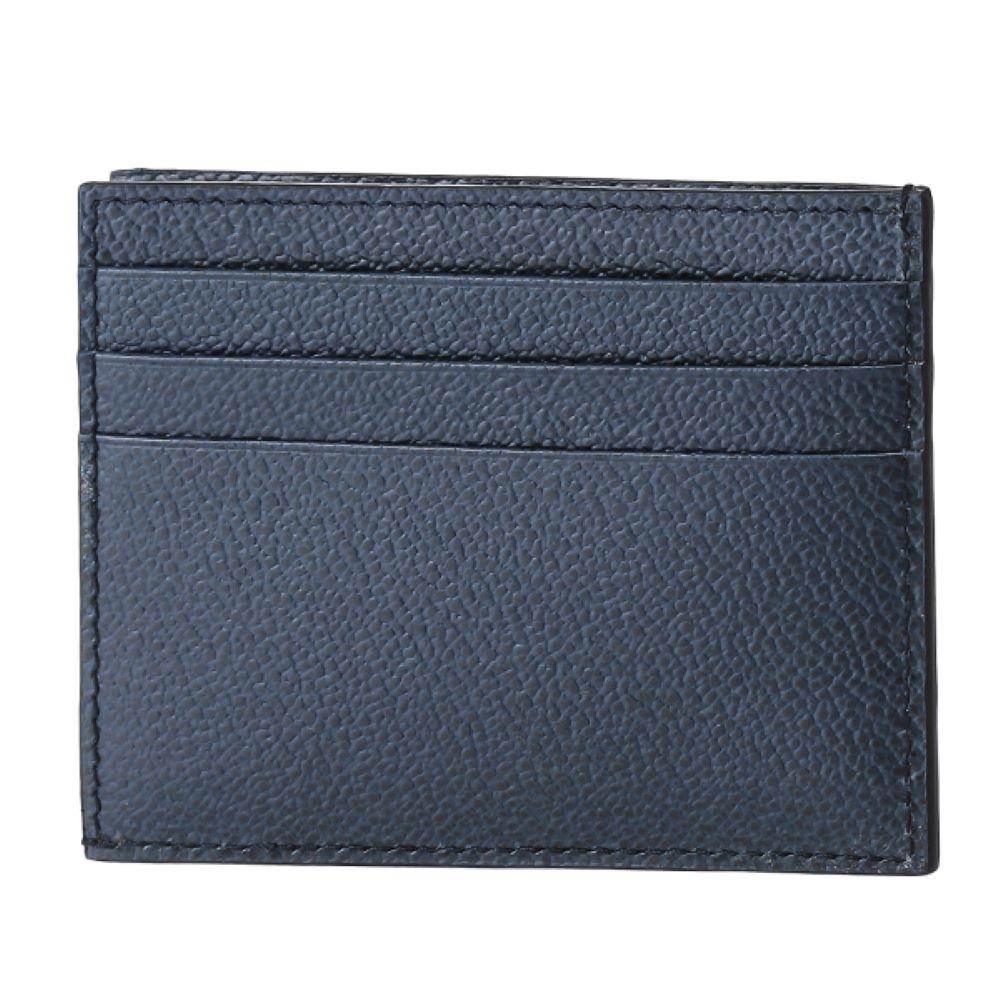 Prada Vitello Micro Grain Navy Triangle Logo Cardholder Wallet available at Queen Bee of Beverly Hills