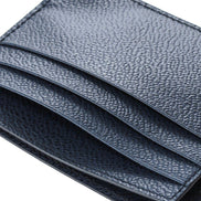 Prada Vitello Micro Grain Navy Triangle Logo Cardholder Wallet available at Queen Bee of Beverly Hills
