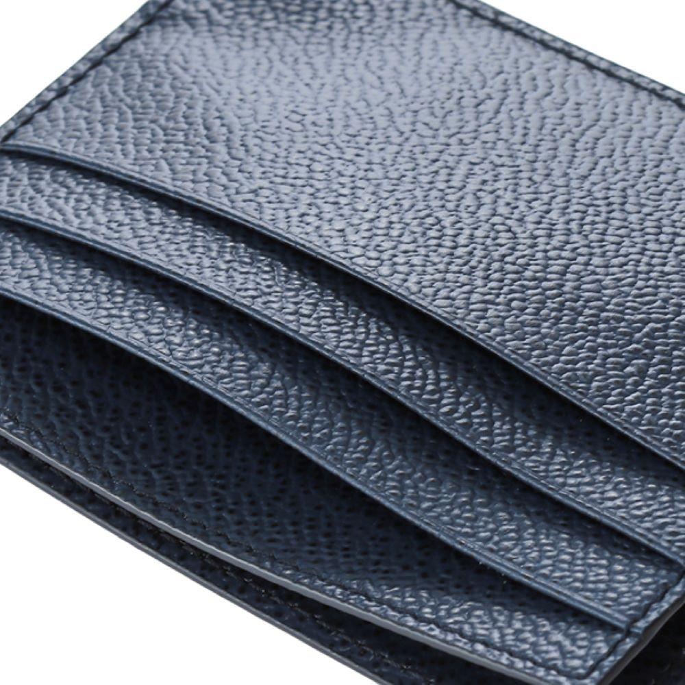Prada Vitello Micro Grain Navy Triangle Logo Cardholder Wallet available at Queen Bee of Beverly Hills