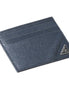 Prada Vitello Micro Grain Navy Triangle Logo Cardholder Wallet available at Queen Bee of Beverly Hills