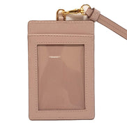 Prada Vitello Move Beige Leather Logo Plaque Lanyard Cardholder Wallet available at Queen Bee of Beverly Hills