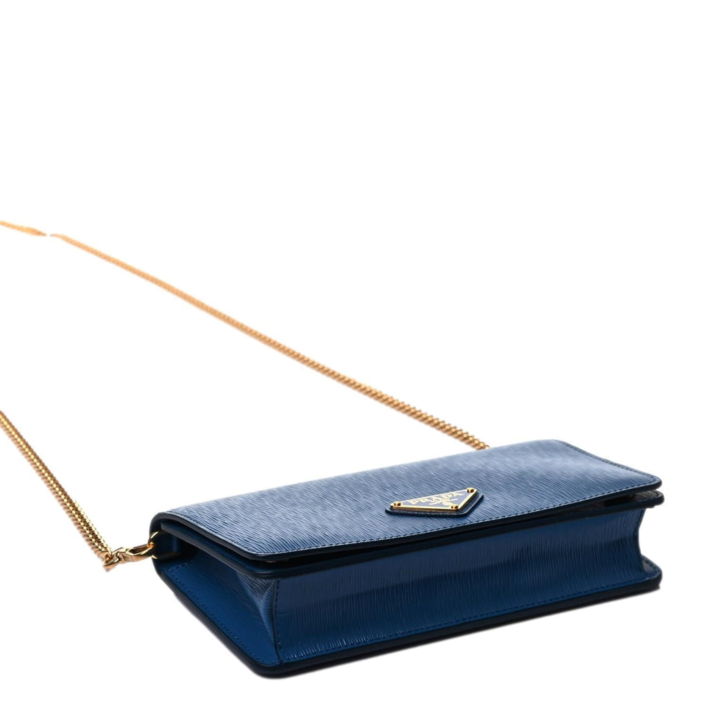 Prada Vitello Move Bluette Blue Crossbody Chain Wallet – Queen Bee