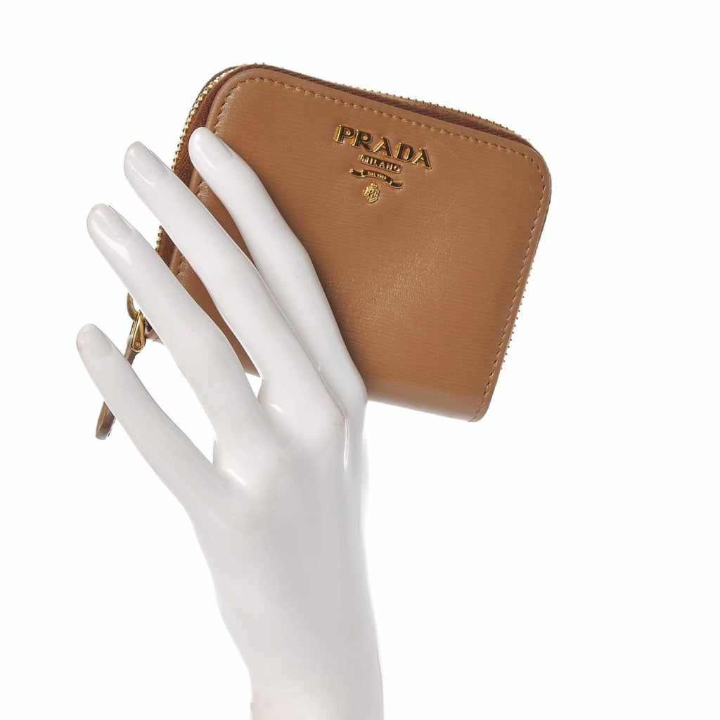 Prada Vitello Move Caramel Beige Leather Zip Around Wallet 1MM268 at_Queen_Bee_of_Beverly_Hills