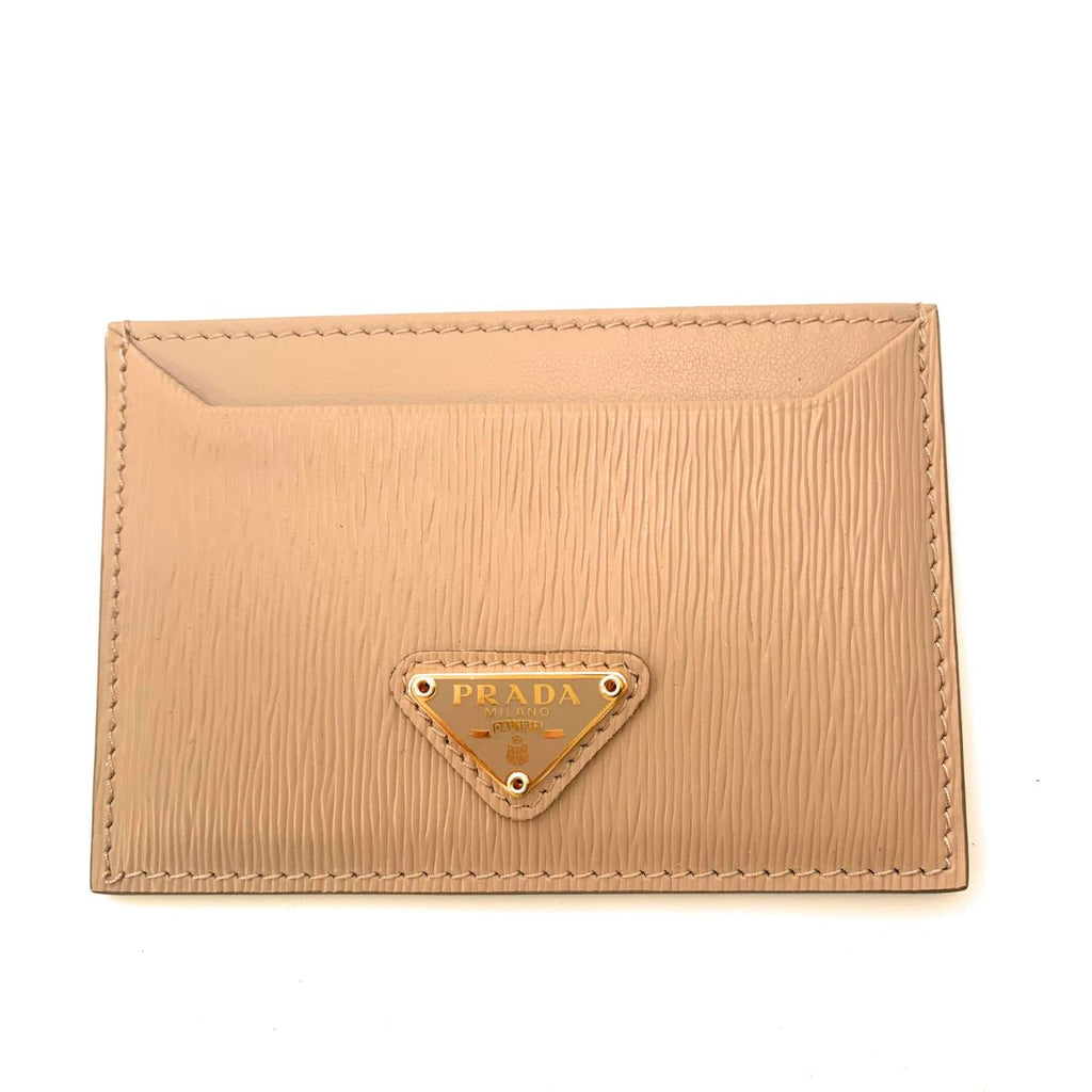 Prada Vitello Move Cipria Beige Leather Triangle Logo Card Wallet 1MC208 at_Queen_Bee_of_Beverly_Hills