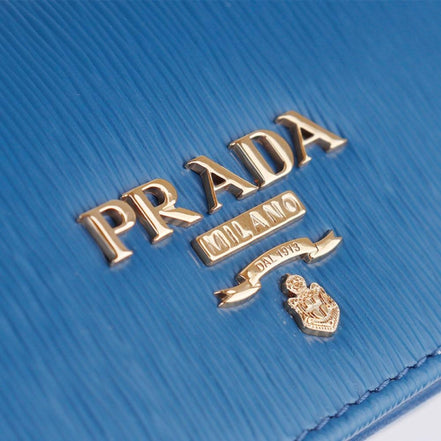 Prada Vitello Move Cobalt Blue Leather Small Card Case Wallet available at Queen Bee of Beverly Hills