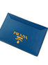Prada Vitello Move Cobalt Blue Leather Small Card Case Wallet available at Queen Bee of Beverly Hills