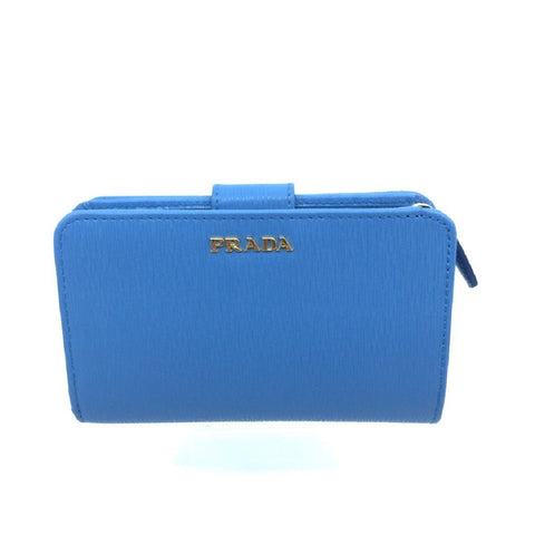 Prada Vitello Move Leather Mare Bluette Baby Blue Navy Compact Wallet 1ML225 at_Queen_Bee_of_Beverly_Hills
