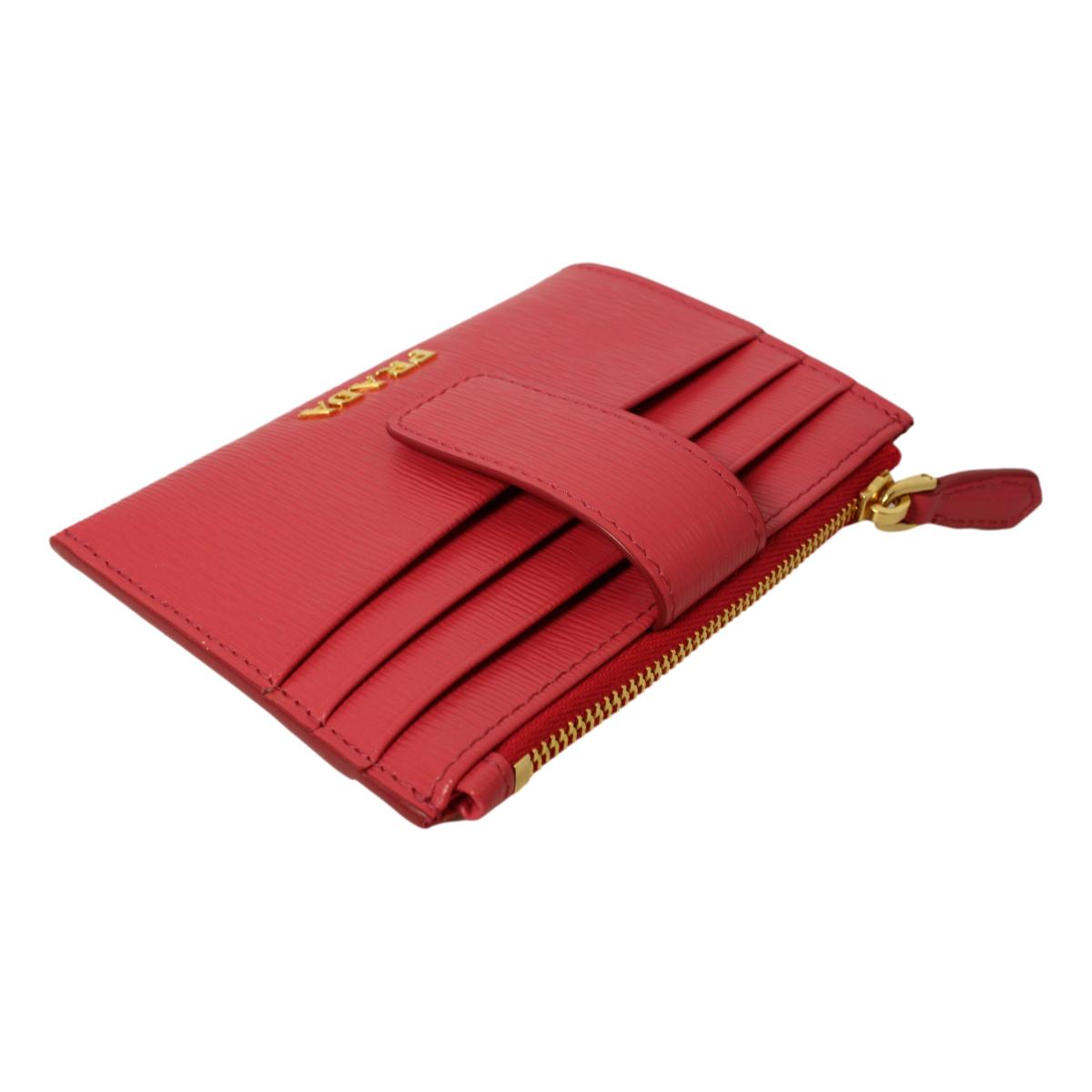 Prada Vitello Move Peonia Pink Leather Zip Top Card Wallet 1MC026 at_Queen_Bee_of_Beverly_Hills