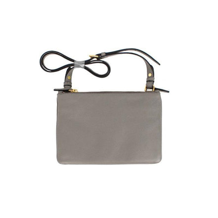 Prada Vitello Phenix Argilla Gray Leather Logo Plaque Crossbody Bag available at Queen Bee of Beverly Hills