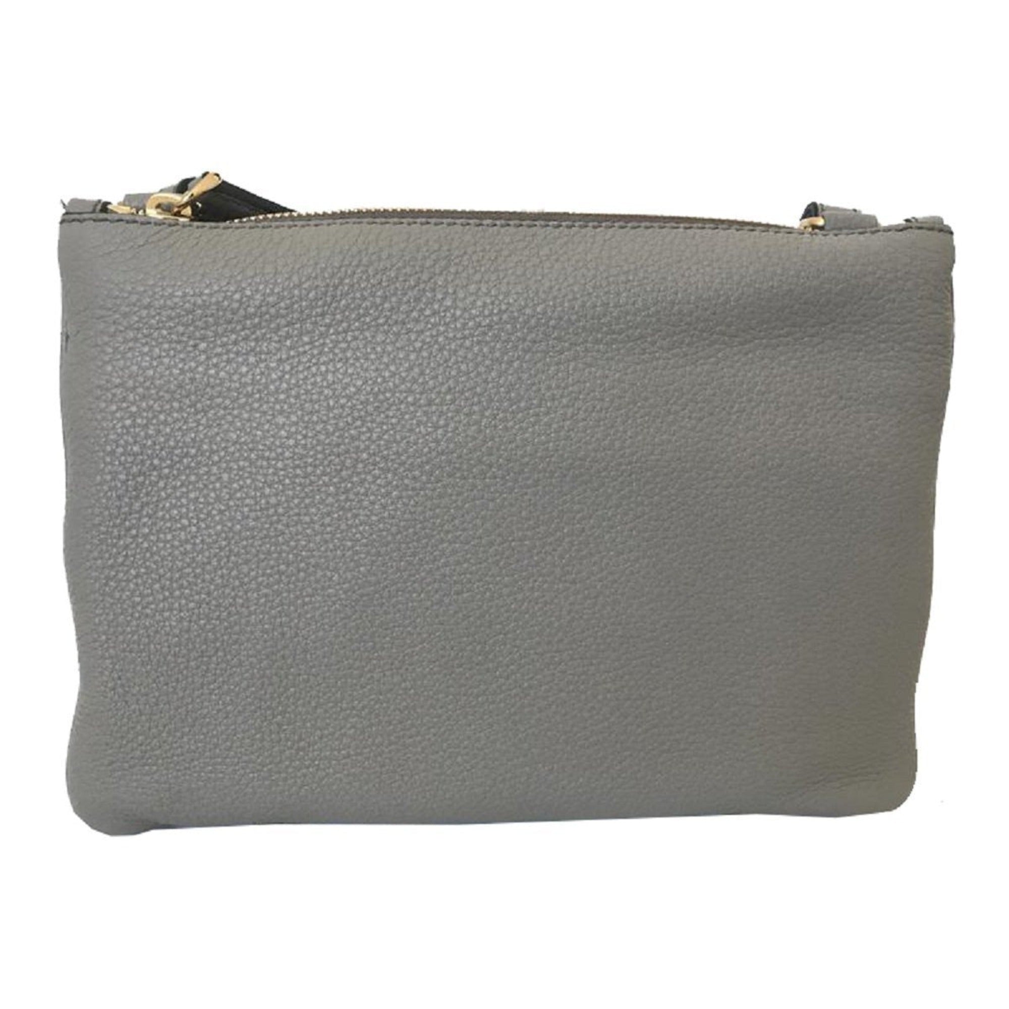 Prada Vitello Phenix Argilla Gray Leather Logo Plaque Crossbody Bag available at Queen Bee of Beverly Hills