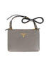 Prada Vitello Phenix Argilla Gray Leather Logo Plaque Crossbody Bag available at Queen Bee of Beverly Hills