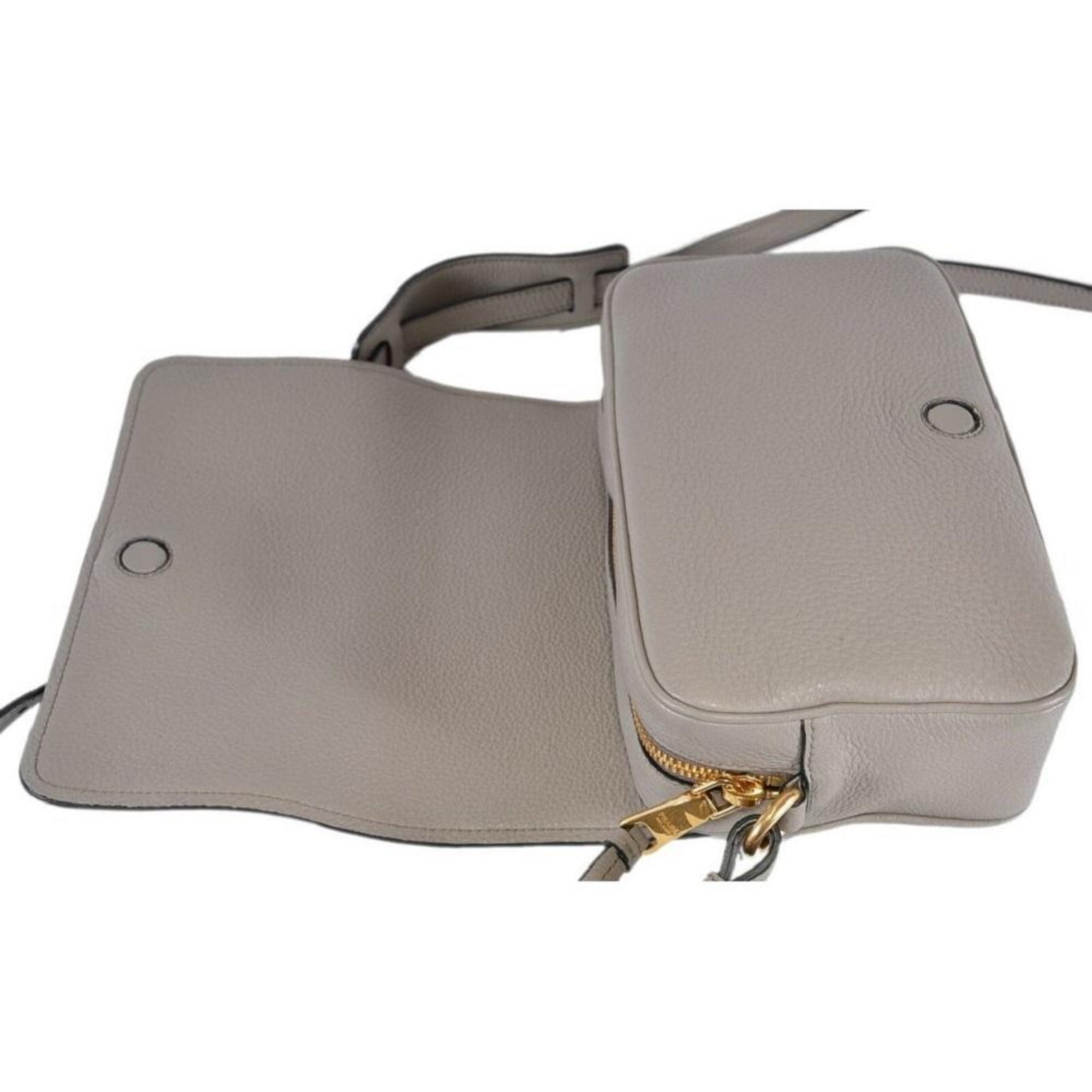 Prada Vitello Phenix Argilla Grey Leather Flap Crossbody Bag available at Queen Bee of Beverly Hills