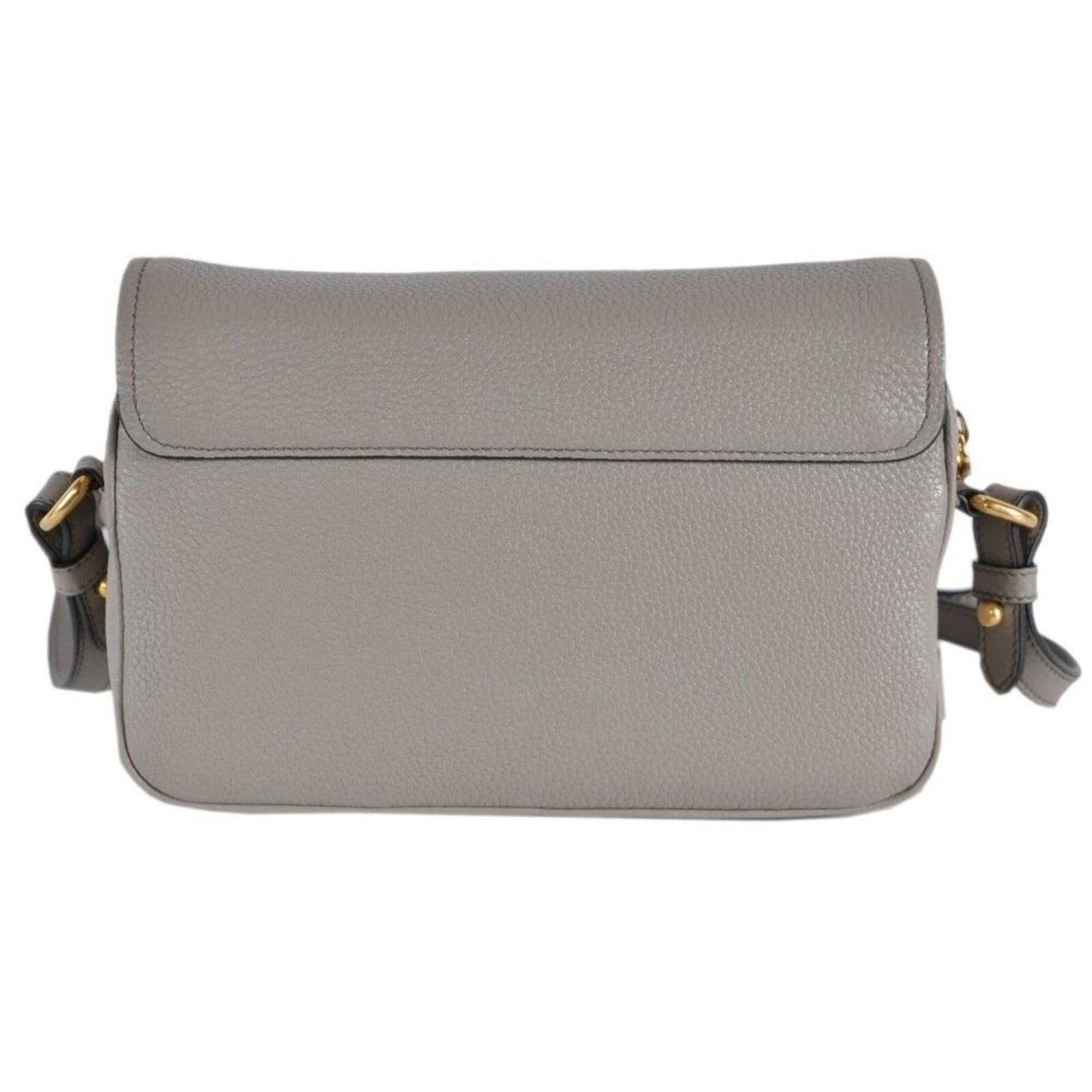 Prada Vitello Phenix Argilla Grey Leather Flap Crossbody Bag available at Queen Bee of Beverly Hills