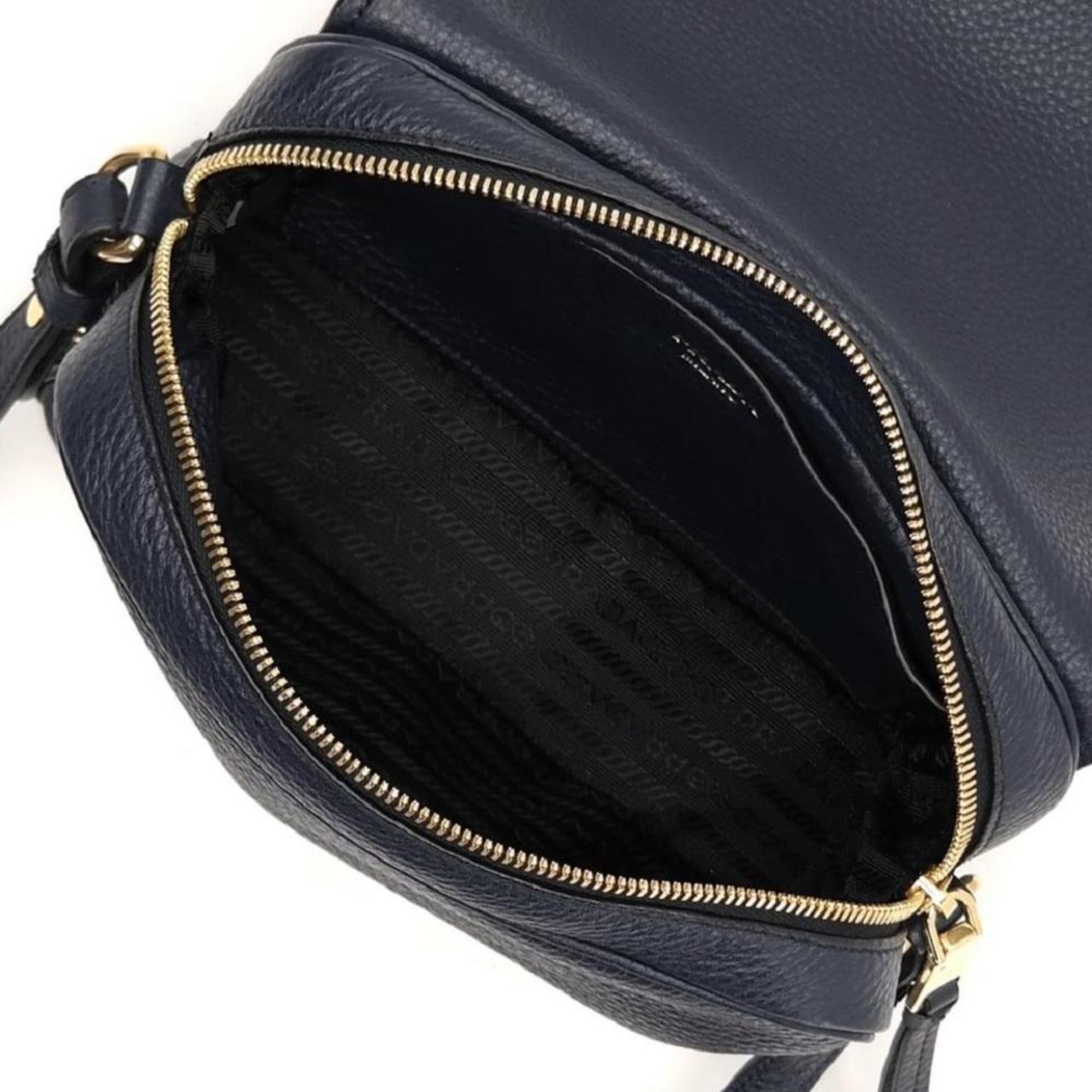 Prada Vitello Phenix Baltico Blue Leather Flap Medium Crossbody
